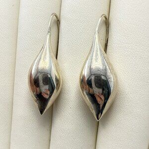 Michael Dawkins Earrings Teardrop Sterling Silver Modern Organic Pod Drop Hook